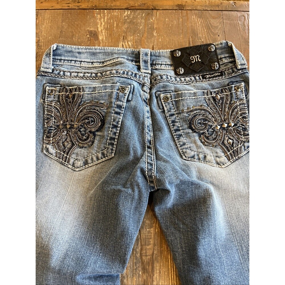 MISS ME Jeans Womens 27 Blue Bootcut Embellished Pockets Flare JP5182B10 EUC - Picture 16 of 16